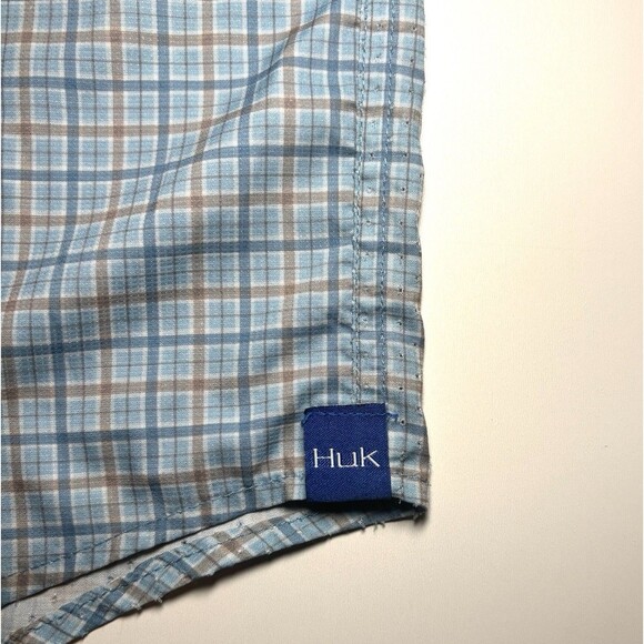 HUK Tide Point Performance Fishing Shirt  Long Sleeve Vented Blue Plaid Mens XXL - Picture 7 of 9